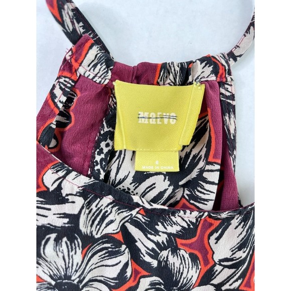 Maeve By Anthropologie Zebella Silk Floral Tank Top Size 6 Sleeveless Maroon - Picture 8 of 12